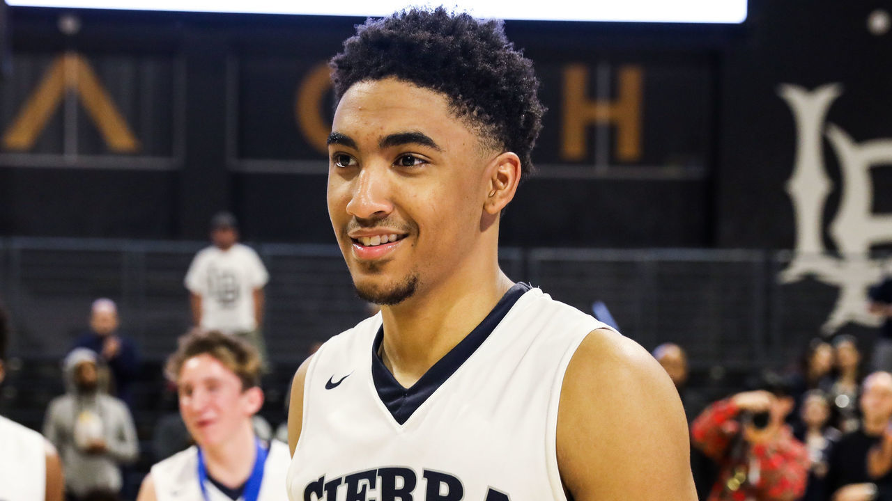 LONG BEACH, CA - MARCH 17: Kenyon Martin Jr. #4 of the Sierra Canyon Trailblazers looks on after their victory against the Etiwanda Eagles for the CIF State Regional Finals on March 17, 2018 in Long Beach, California.