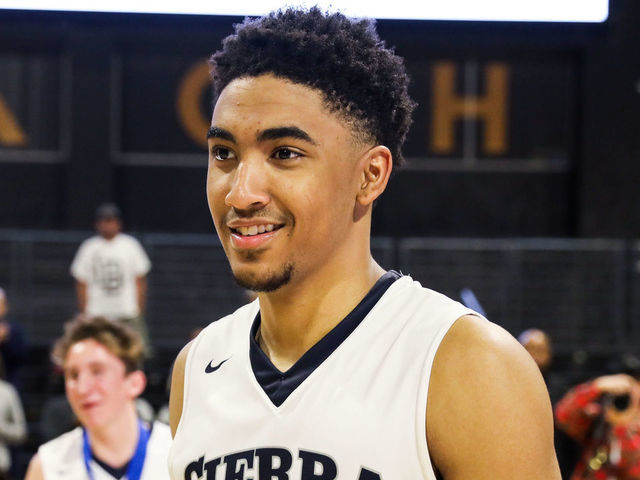 LONG BEACH, CA - MARCH 17: Kenyon Martin Jr. #4 of the Sierra Canyon Trailblazers looks on after their victory against the Etiwanda Eagles for the CIF State Regional Finals on March 17, 2018 in Long Beach, California.