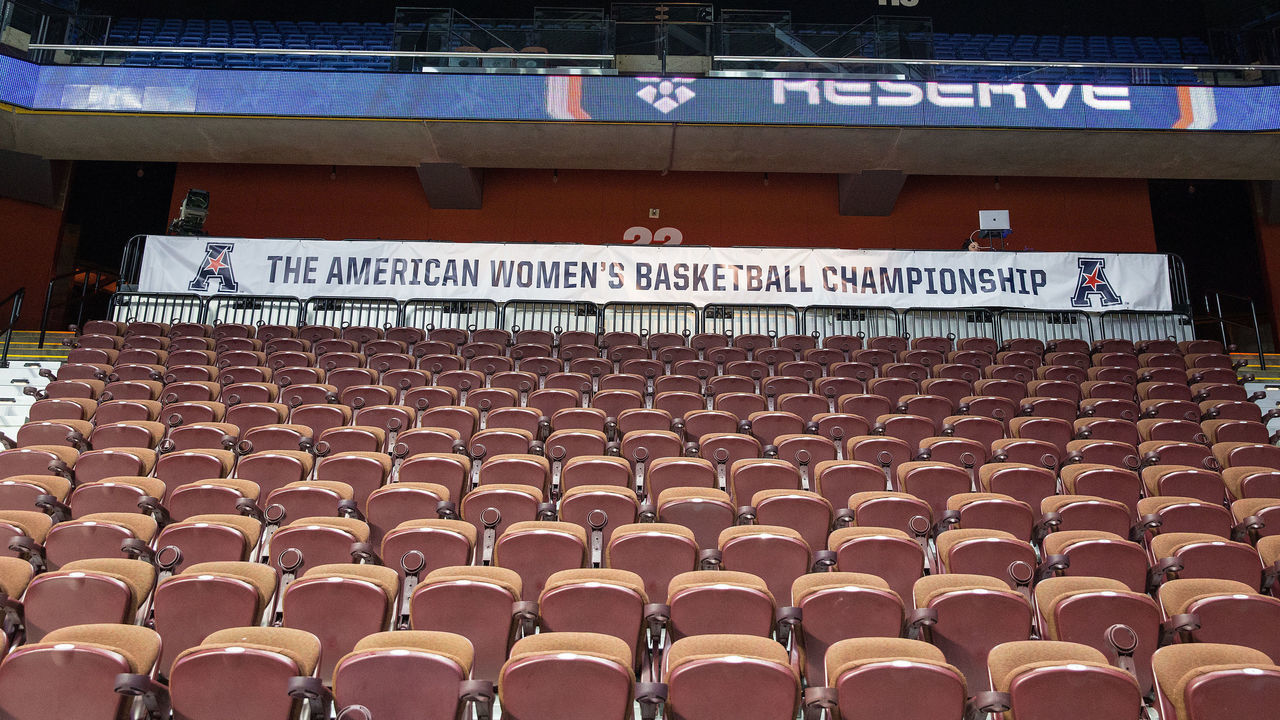 UNCASVILLE, CT - MARCH 07: General view of Signage during the women's American Athletic Conference Tournament on March 7, 2020, at Mohegan Sun Arena in Uncasville, CT.