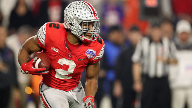 GLENDALE, ARIZONA - DECEMBER 28: Running back J.K. Dobbins #2 of the Ohio State Buckeyes rushes the football against the Clemson Tigers during the PlayStation Fiesta Bowl at State Farm Stadium on December 28, 2019 in Glendale, Arizona. The Tigers defeated the Buckeyes 29-23.