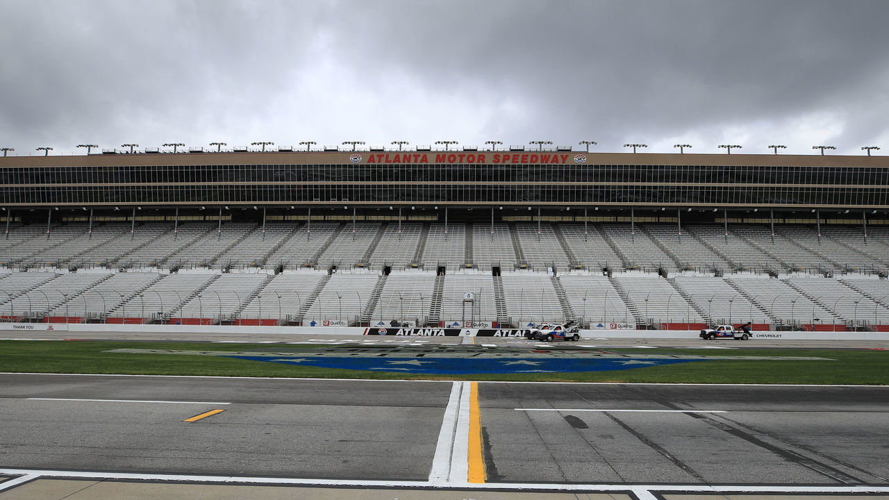 HAMPTON, GEORGIA - MARCH 13: A general view of the track and pit road at Atlanta Motor Speedway on March 13, 2020 in Hampton, Georgia. NASCAR is suspending races due to the ongoing threat of the Coronavirus (COVID-19) outbreak.