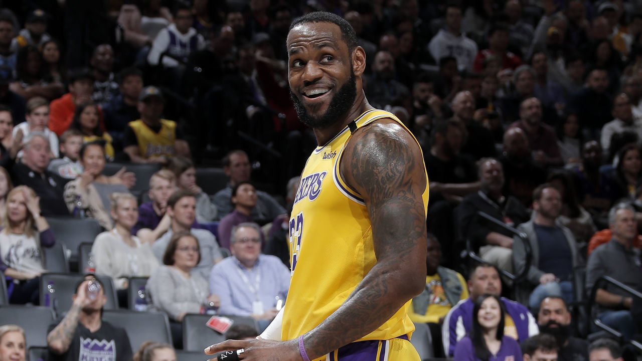 SACRAMENTO, CA - FEBRUARY 1: LeBron James #23 of the Los Angeles Lakers smiles during the game against the Sacramento Kings on February 1, 2020 at Golden 1 Center in Sacramento, California. Mandatory Copyright Notice: Copyright 2020 NBAE