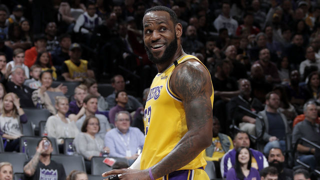 SACRAMENTO, CA - FEBRUARY 1: LeBron James #23 of the Los Angeles Lakers smiles during the game against the Sacramento Kings on February 1, 2020 at Golden 1 Center in Sacramento, California. Mandatory Copyright Notice: Copyright 2020 NBAE