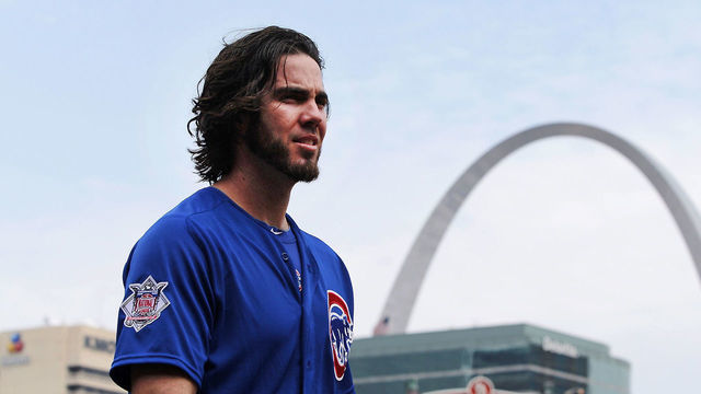 07 SEP 2015: Chicago Cubs starting pitcher Dan Haren (50) as seen walking on deck during the game between the Chicago Cubs and St. Louis Cardinals at Busch Stadium in St. Louis, Missouri.