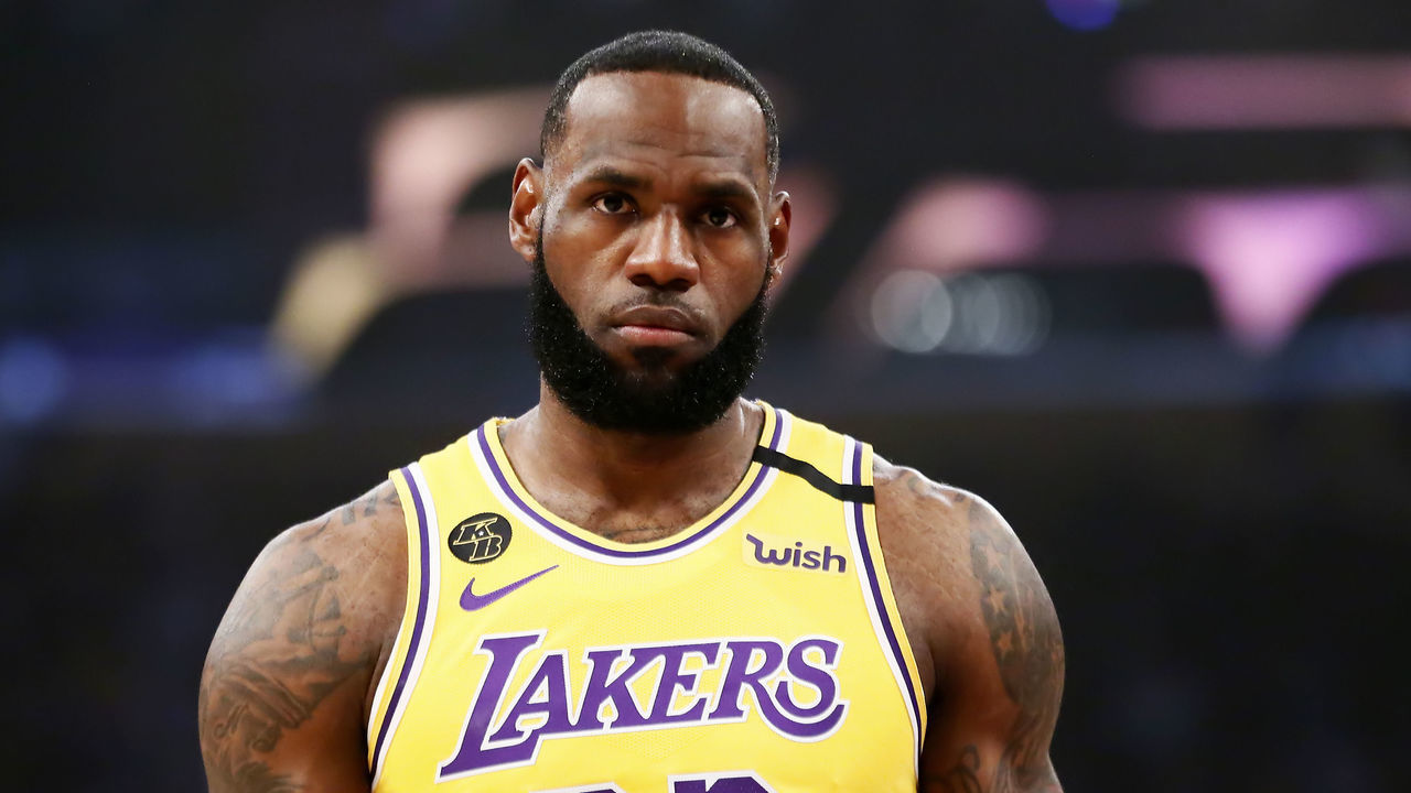 LOS ANGELES, CA - MARCH 10: LeBron James #23 of the Los Angeles Lakers looks on during a game against the Brooklyn Nets at the Staples Center on March 10, 2020 in Los Angeles, CA. Mandatory Credit: 2020 NBAE