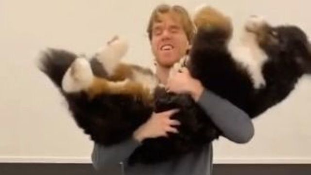 Watch: McDavid does squats by lifting his dog