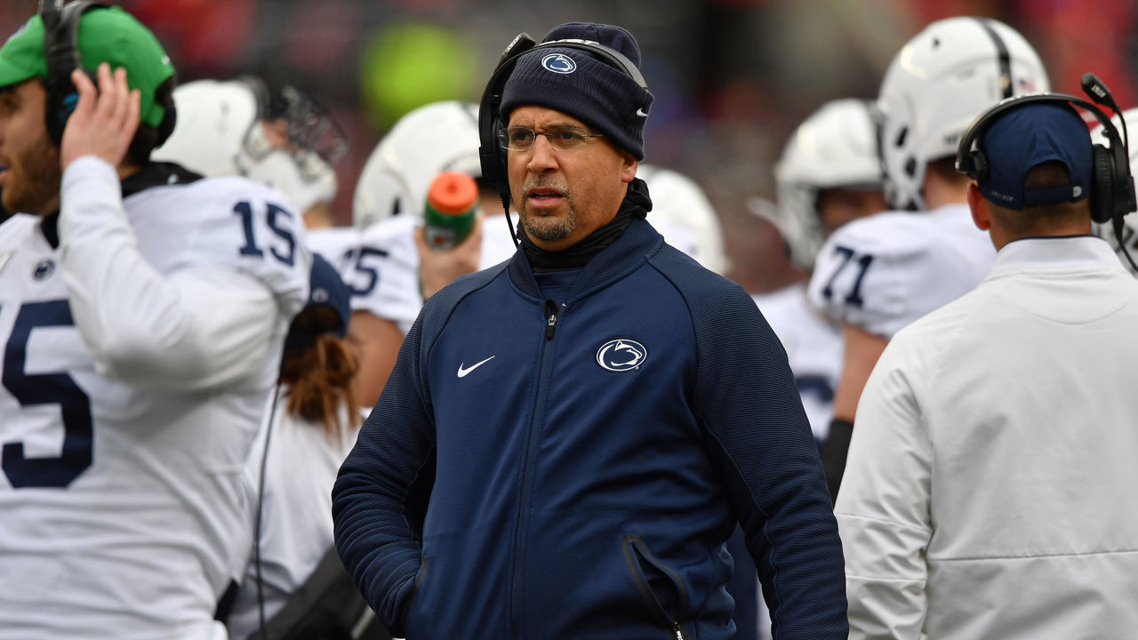 COLUMBUS, OH - NOVEMBER 23: Head Coach James Franklin of the Penn State Nittany Lions watches his team play against the Ohio State Buckeyes at Ohio Stadium on November 23, 2019 in Columbus, Ohio.
