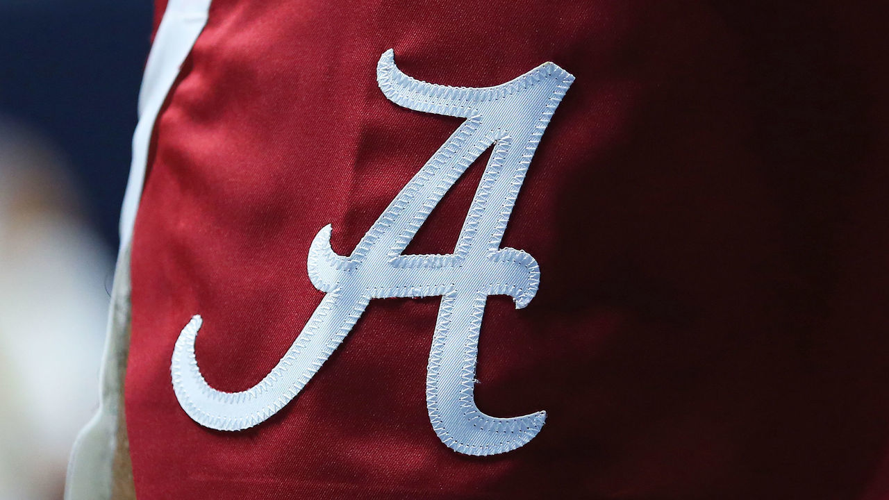 KINGSTON, RI - NOVEMBER 15: General view of the Alabama Crimson Tide logo during the college basketball game between Alabama Crimson Tide and Rhode Island Rams on November 15, 2019, at Ryan Center in Kingston, RI.