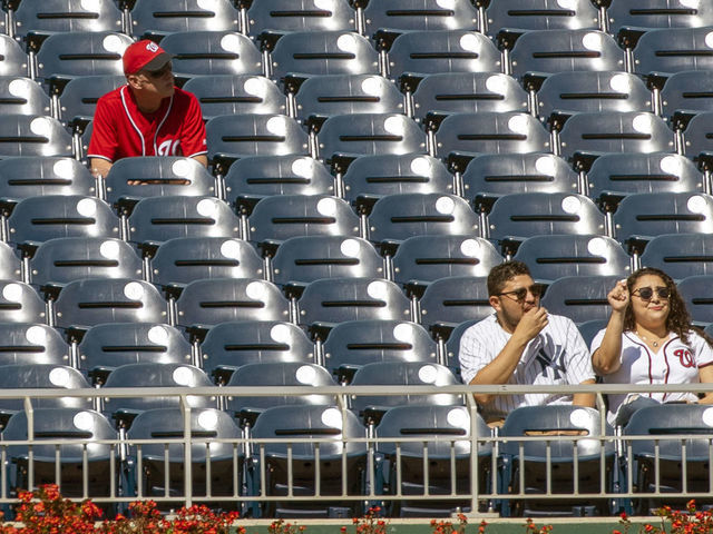 WASHINGTON, DC - SEPTEMBER 24: Early arriving fans before a MLB game between the Washington Nationals and the Philadelphia Phillies, on September 24, 2019, at Nationals Park, in Washington D.C.