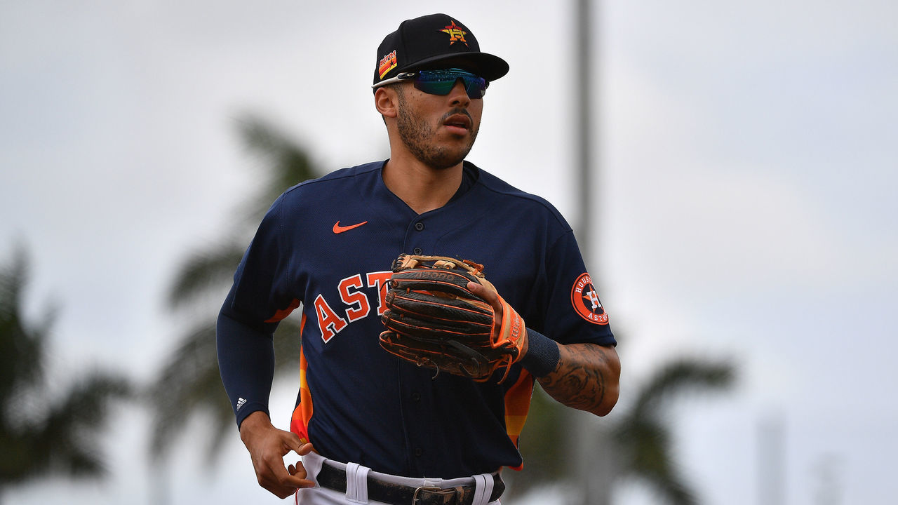 WEST PALM BEACH, FLORIDA - MARCH 10: Carlos Correa #1 of the Houston Astros in action during the spring training game against the New York Mets at FITTEAM Ballpark of The Palm Beaches on March 10, 2020 in West Palm Beach, Florida.