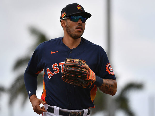 WEST PALM BEACH, FLORIDA - MARCH 10: Carlos Correa #1 of the Houston Astros in action during the spring training game against the New York Mets at FITTEAM Ballpark of The Palm Beaches on March 10, 2020 in West Palm Beach, Florida.