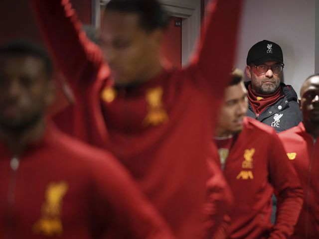 LIVERPOOL, ENGLAND - MARCH 11: Liverpool manager Jurgen Klopp looks on in the tunnel as the teams line up before the UEFA Champions League round of 16 second leg match between Liverpool FC and Atletico Madrid at Anfield on March 11, 2020 in Liverpool, United Kingdom.