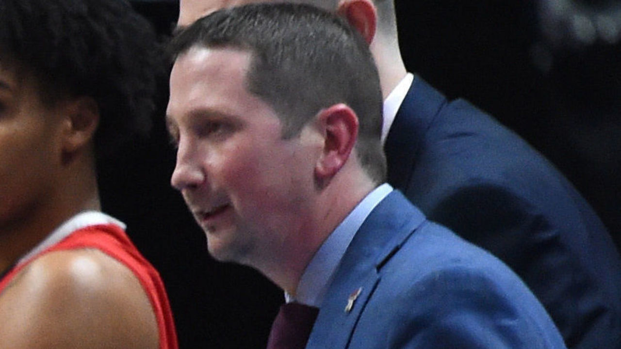 ANAHEIM, CA - MARCH 28: Texas Tech head coach Chris Beard celebrates after a basket is scored late in the game during the NCAA Division I Men's Championship Sweet Sixteen round game between the Texas Tech Red Raiders and the Michigan Wolverines on March 28, 2019, at the Honda Center in Anaheim, CA.