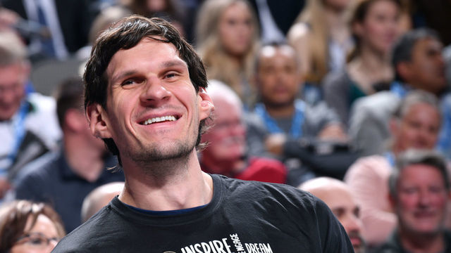 DALLAS, TX - FEBRUARY 24: Boban Marjanovic #51 of the Dallas Mavericks smiles during the game against the Minnesota Timberwolves on February 24, 2020 at the American Airlines Center in Dallas, Texas. Mandatory Copyright Notice: Copyright 2020 NBAE