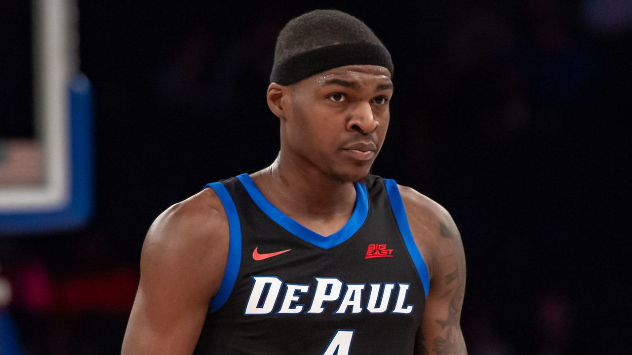 NEW YORK, NY - MARCH 11: DePaul Blue Demons forward Paul Reed (4) is pictured during the second half of the Big East tournament first round game between the DePaul Blue Demons and Xavier Musketeers on March 11, 2020 at Madison Square Garden in New York, NY