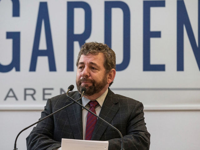 NEW YORK, NY - OCTOBER 24: Jim Dolan, president and CEO of Cablevision Systems Corporation and executive chairman of The Madison Square Garden Company, speaks at a press conference announcing the completion of three-year, $1 Billion dollar face lift to Madison Square Garden on October 24, 2013 in New York City. Madison Square Garden is home to the basketball team the New York Knicks and the hockey team the New York Rangers, and also hosts events ranging from live music shows, political events and professional boxing matches. The Garden also faces new challenges in the live entertainment business from the recently opened Barclay's Center in Brooklyn, NY.
