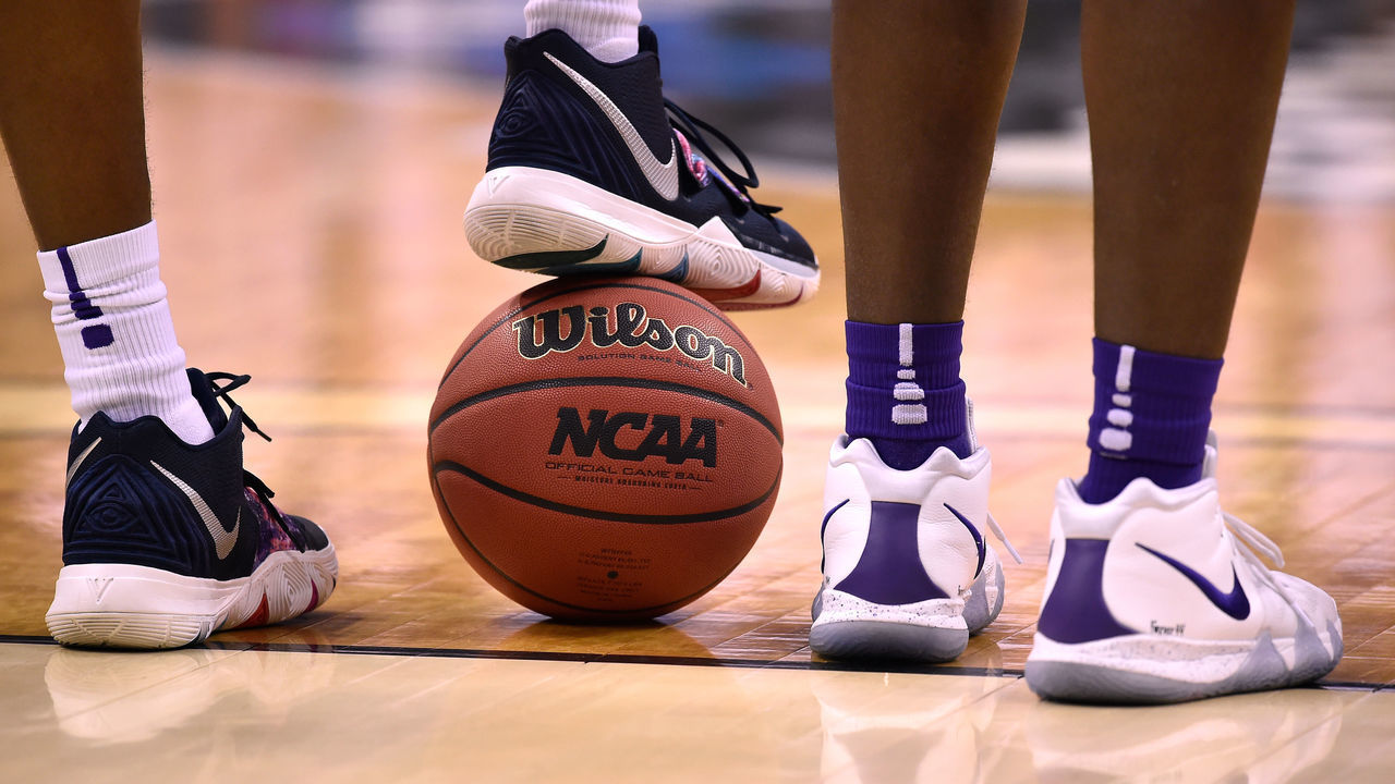 WASHINGTON, DC - MARCH 29: A Wilson basketball is seen as players of the LSU Tigers stand for the National Anthem prior to their game against the Michigan State Spartans during the 2019 NCAA Men's Basketball Tournament East Regional Semifinals at Capital One Arena on March 29, 2019 in Washington, DC.