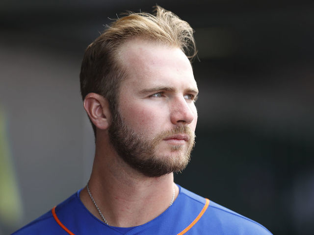 JUPITER, FLORIDA - MARCH 09: Pete Alonso #20 of the New York Mets looks on against the Miami Marlins during a Grapefruit League spring training game at Roger Dean Stadium on March 09, 2020 in Jupiter, Florida.