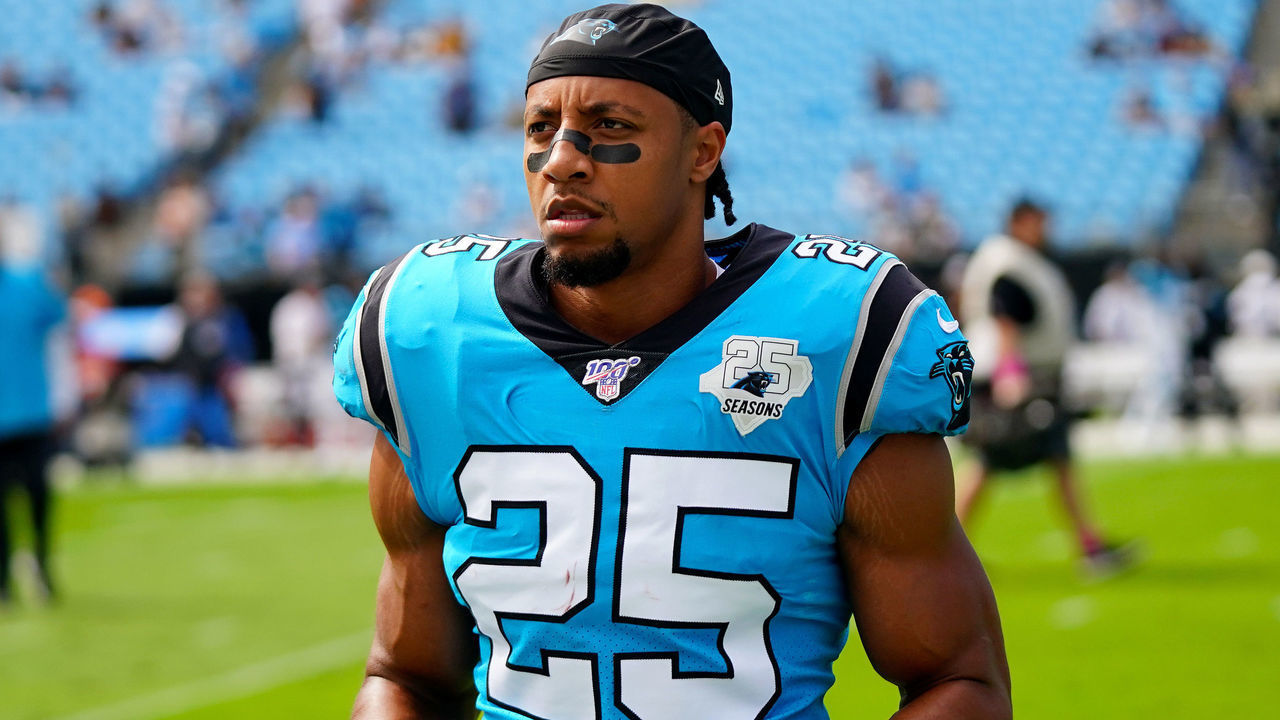 CHARLOTTE, NORTH CAROLINA - OCTOBER 06: Eric Reid #25 of the Carolina Panthers before their game against the Jacksonville Jaguars at Bank of America Stadium on October 06, 2019 in Charlotte, North Carolina.