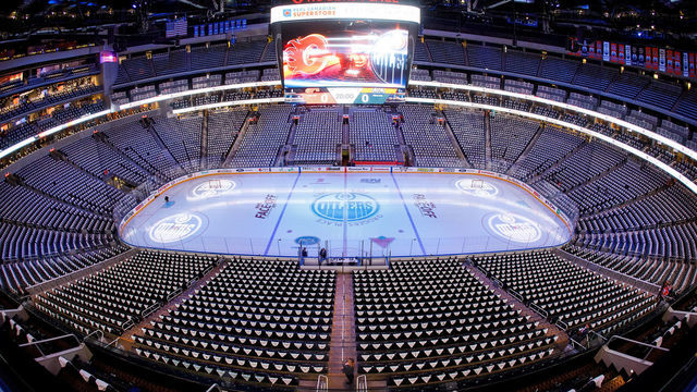 EDMONTON, AB - OCTOBER 04: Edmonton Oilers' home arena Rogers Place is seen from the interior ahead of the home opener against the Calgary Flames on October 4, 2017 in Edmonton, Canada.