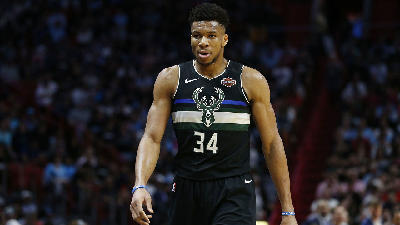 MIAMI, FLORIDA - MARCH 02: Giannis Antetokounmpo #34 of the Milwaukee Bucks in action against the Miami Heat during the first half at American Airlines Arena on March 02, 2020 in Miami, Florida. NOTE TO USER: User expressly acknowledges and agrees that, by downloading and/or using this photograph, user is consenting to the terms and conditions of the Getty Images License Agreement.