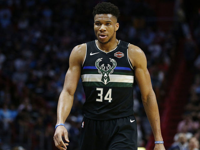 MIAMI, FLORIDA - MARCH 02: Giannis Antetokounmpo #34 of the Milwaukee Bucks in action against the Miami Heat during the first half at American Airlines Arena on March 02, 2020 in Miami, Florida. NOTE TO USER: User expressly acknowledges and agrees that, by downloading and/or using this photograph, user is consenting to the terms and conditions of the Getty Images License Agreement.