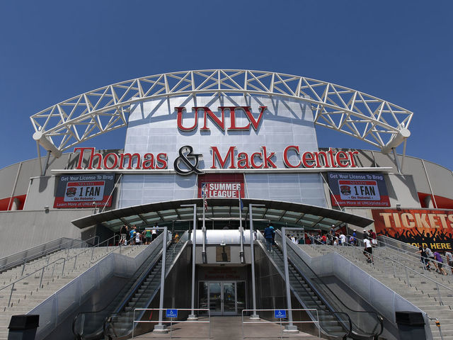 LAS VEGAS, NV - JULY 7: An outside view of the Thomas & Mack Center on July 7, 2017 at the Thomas & Mack Center in Las Vegas, Nevada. NOTE TO USER: User expressly acknowledges and agrees that, by downloading and/or using this Photograph, user is consenting to the terms and conditions of the Getty Images License Agreement. Mandatory Copyright Notice: Copyright 2017 NBAE