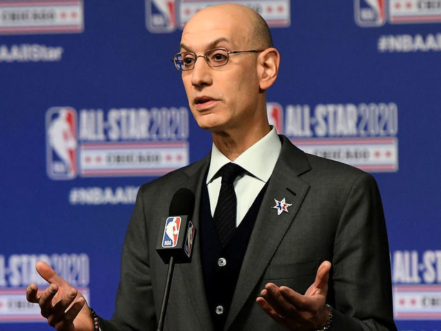 CHICAGO, ILLINOIS - FEBRUARY 15: NBA Commissioner Adam Silver speaks to the media during a press conference at the United Center on February 15, 2020 in Chicago, Illinois.