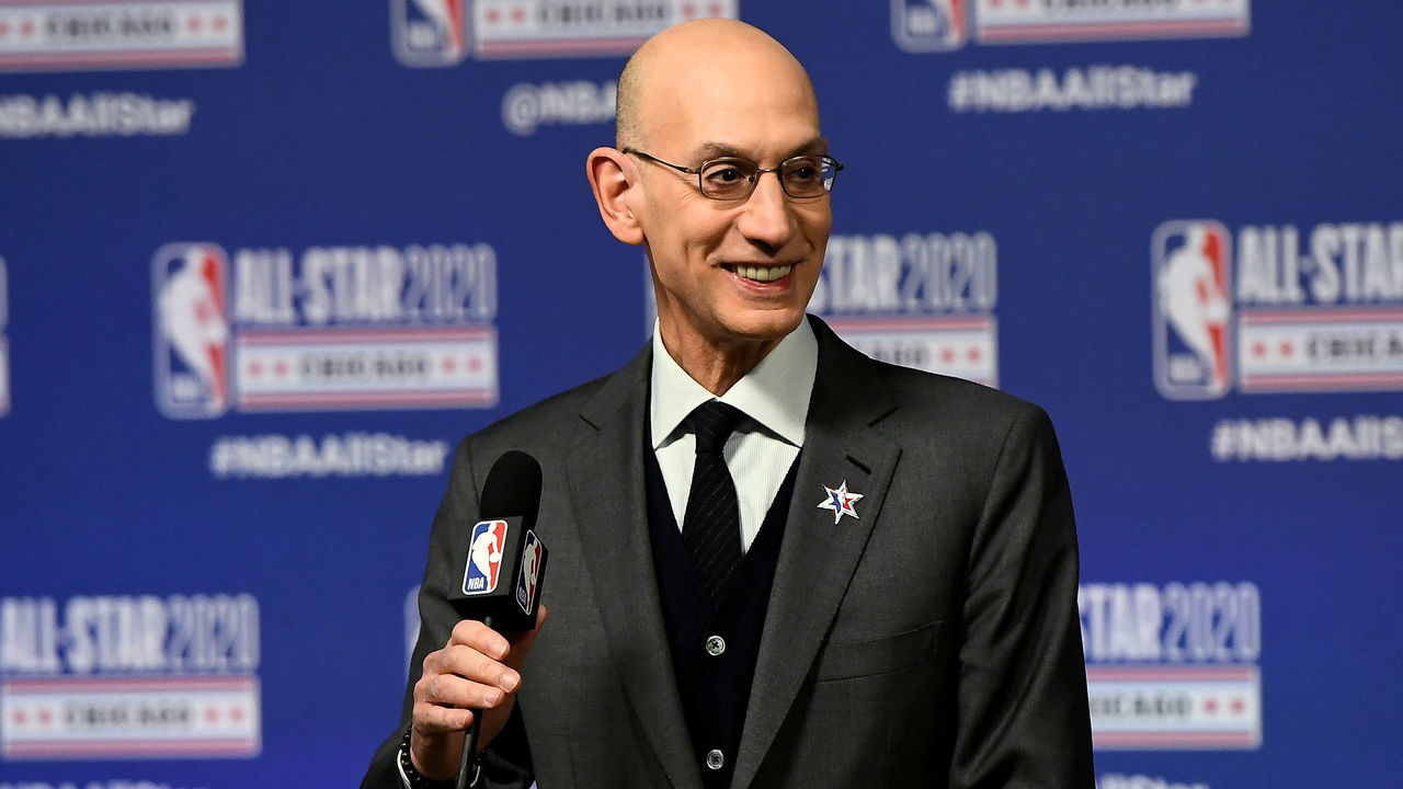 CHICAGO, ILLINOIS - FEBRUARY 15: NBA Commissioner Adam Silver speaks to the media during a press conference at the United Center on February 15, 2020 in Chicago, Illinois.