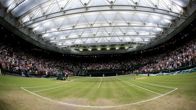 A general view of centre court on day twelve of the Wimbledon Championships at the All England Lawn Tennis and Croquet Club, Wimbledon.