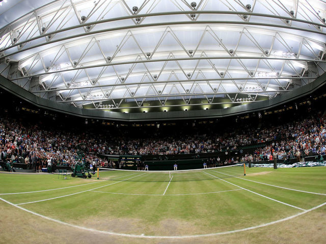 A general view of centre court on day twelve of the Wimbledon Championships at the All England Lawn Tennis and Croquet Club, Wimbledon.