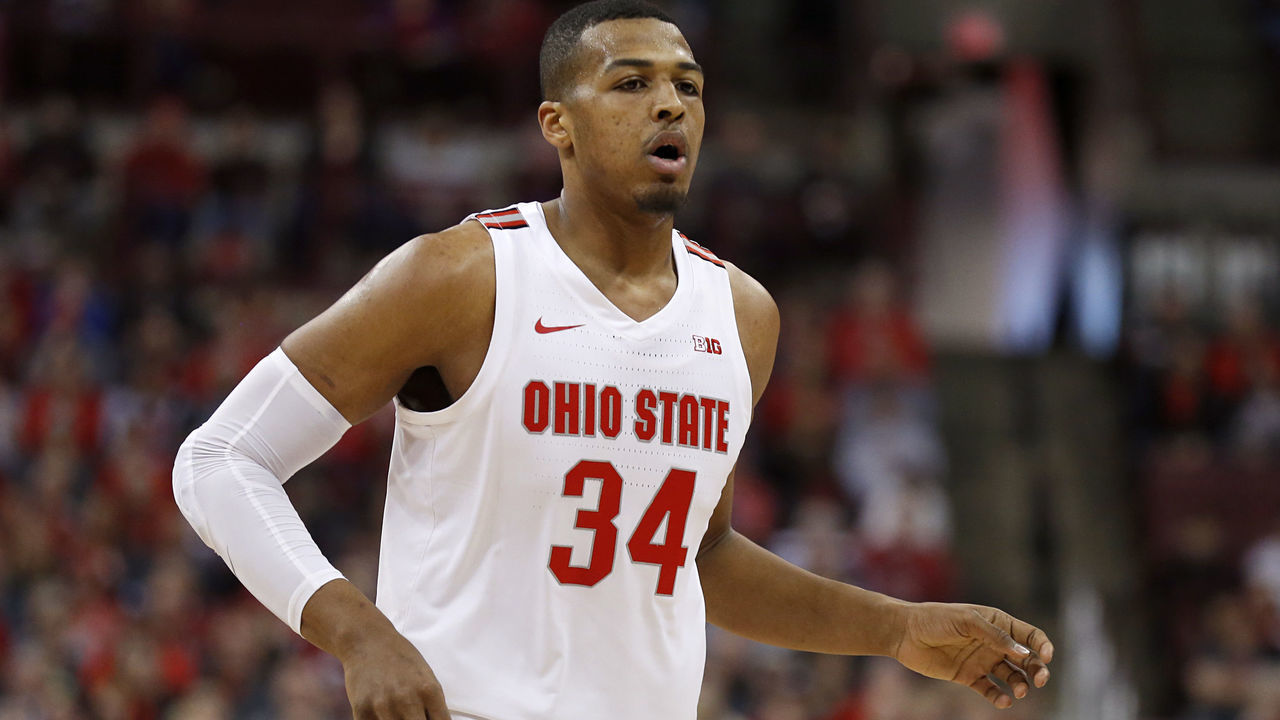 COLUMBUS, OHIO - FEBRUARY 23: Kaleb Wesson #34 of the Ohio State Buckeyes in action in the game against the Maryland Terrapins at Value City Arena on February 23, 2020 in Columbus, Ohio.