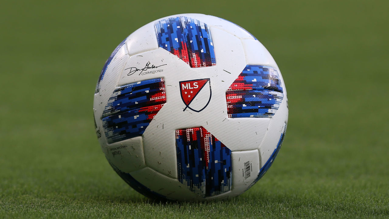 KANSAS CITY, KS - AUGUST 18: The MLS logo on a soccer ball before an MLS match between the Portland Timbers and Sporting Kansas City on August 18, 2018 at Children's Mercy Park in Kansas City, KS. Sporting KC won 3-0.