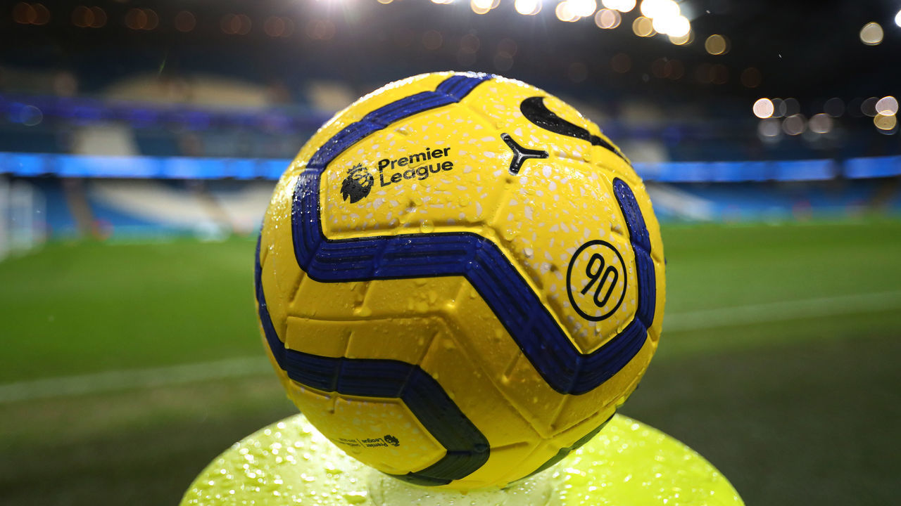 MANCHESTER, ENGLAND - FEBRUARY 19: A detailed view of the Premier League matchball before the Premier League match between Manchester City and West Ham United at Etihad Stadium on February 19, 2020 in Manchester, United Kingdom.