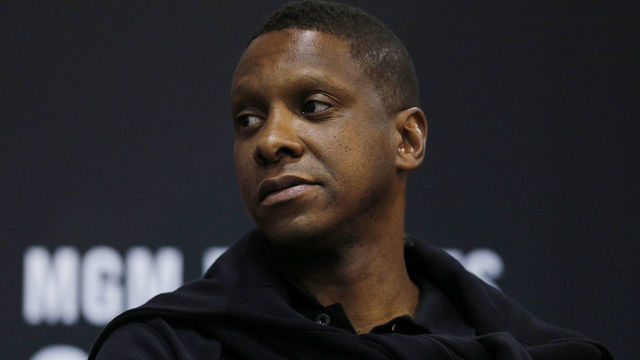 LAS VEGAS, NEVADA - JULY 10: President Masai Ujiri of the Toronto Raptors looks on during the game between the Chicago Bulls and the Charlotte Hornets during the 2019 Summer League at the Cox Pavilion on July 10, 2019 in Las Vegas, Nevada.