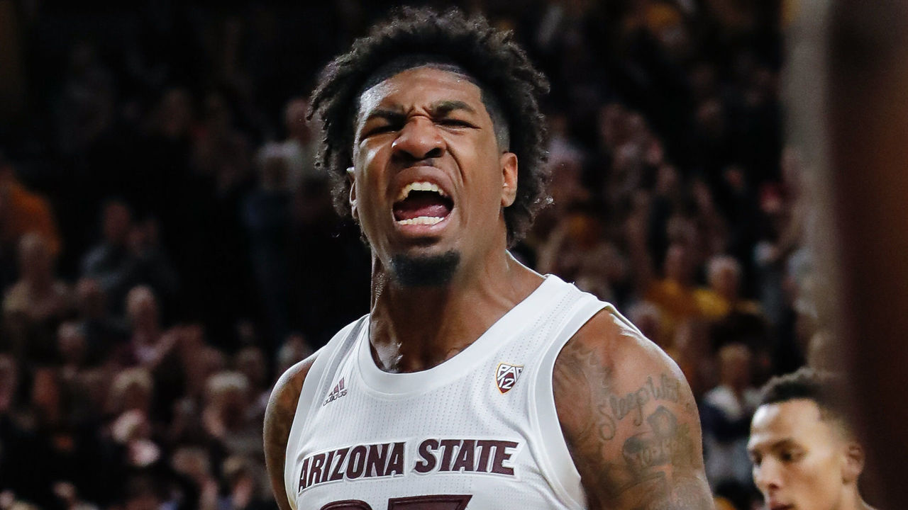TEMPE, AZ - FEBRUARY 09: Arizona State Sun Devils forward Romello White (23) reacts after a big play during the college basketball game between the Washington Huskies and the Arizona State Sun Devils on February 9, 2019 at Wells Fargo Arena in Tempe, Arizona.