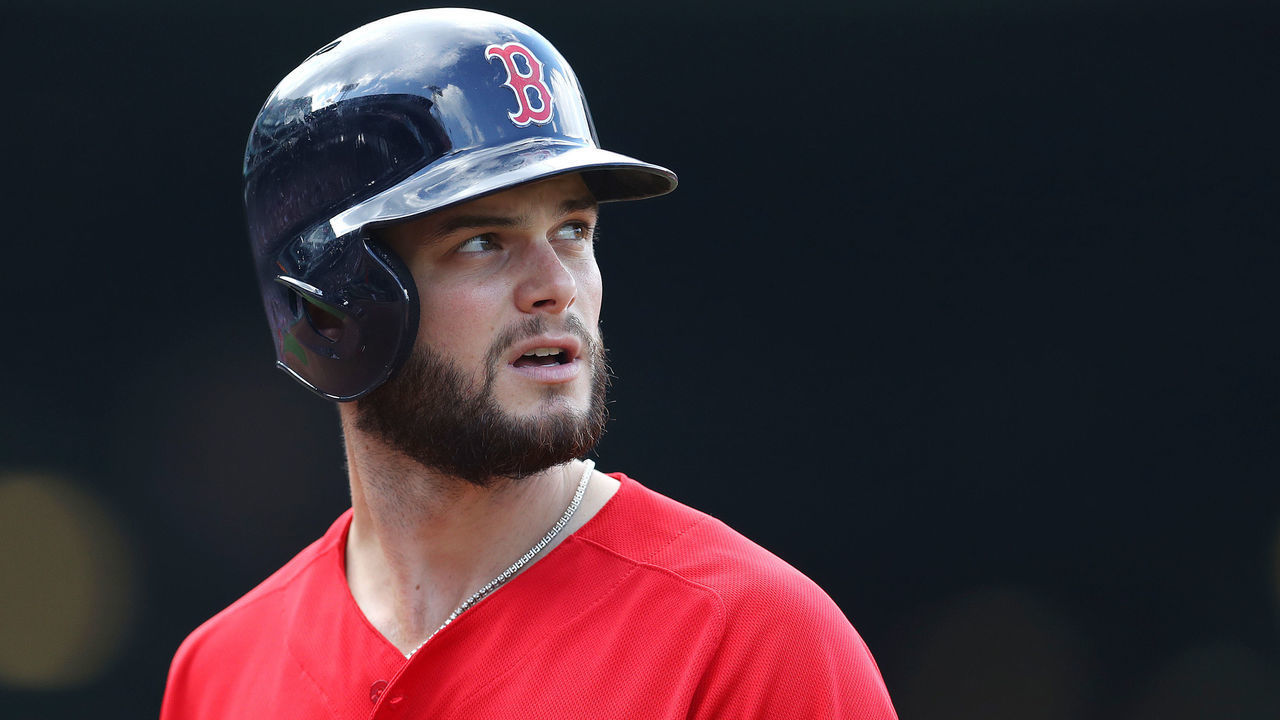 BOSTON, MASSACHUSETTS - AUGUST 18: Andrew Benintendi #16 of the Boston Red Sox looks on during the sixth inning against the Baltimore Oriolesat Fenway Park on August 18, 2019 in Boston, Massachusetts.