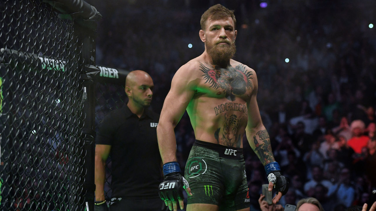 LAS VEGAS, CA - OCTOBER 06: Conor McGregor makes his way to the cage to fight Khabib Nurmagomedov during UFC 229 at the T-Mobile Arena in Las Vegas, Nev. Friday, Oct. 6, 2018.
