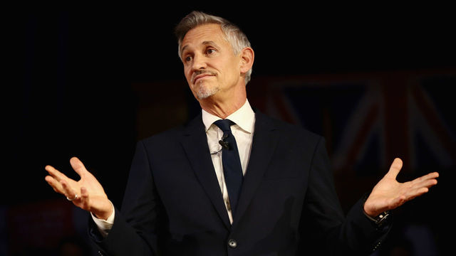 LONDON, ENGLAND - NOVEMBER 14: Gary Lineker speaks during a pro-remain a rally rejecting the the Prime Minister's Brexit deal on November 14, 2018 in London, England. Anti-Brexit groups 'Best for Britain' and 'The People's Vote Campaign' are holding a joint rally tonight to call on MPs to say they are not buying the Prime Minister's Brexit deal.