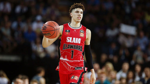 AUCKLAND, NEW ZEALAND - NOVEMBER 30: LaMelo Ball of the Hawks in action during the round 9 NBL match between the New Zealand Breakers and the Illawarra Hawks at Spark Arena on November 30, 2019 in Auckland, New Zealand.