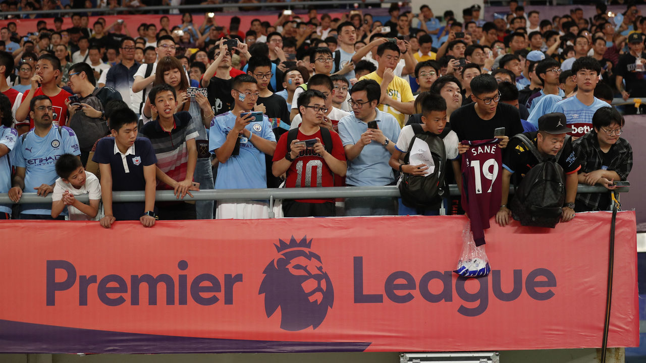 NANJING, CHINA - JULY 17: Fans of Manchester City reacts during Premier League Asia Trophy - West Ham United v Manchester City on July 17, 2019 in Nanjing, China.