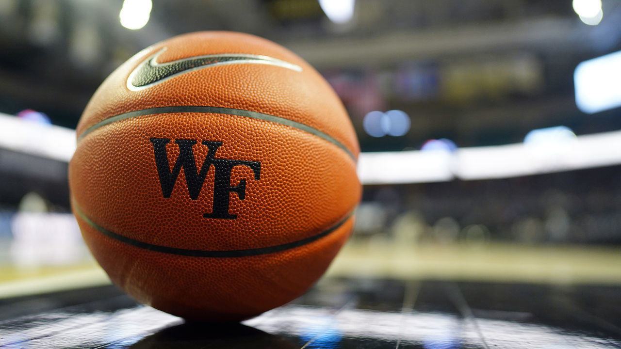 WINSTON-SALEM, NORTH CAROLINA - DECEMBER 14: A Wake Forest Demon Deacons basketball with the logo before their game against the Xavier Musketeers at LJVM Coliseum Complex on December 14, 2019 in Winston-Salem, North Carolina.