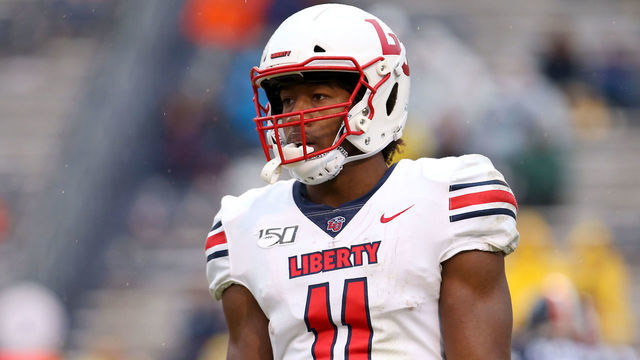 CHARLOTTESVILLE, VA - NOVEMBER 23: Antonio Gandy-Golden #11 of the Liberty Flames looks on in the second half during a game against the Virginia Cavaliers at Scott Stadium on November 23, 2019 in Charlottesville, Virginia.