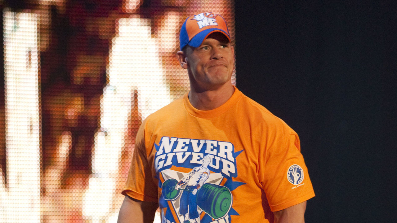John Cena enters the arena during WWE's Monday Night Raw at Rose Garden arena in Portland.