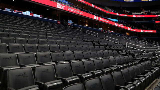 WASHINGTON, DC - MARCH 10: Seats are empty prior to the New York Knicks playing the Washington Wizards at Capital One Arena on March 10, 2020 in Washington, DC.