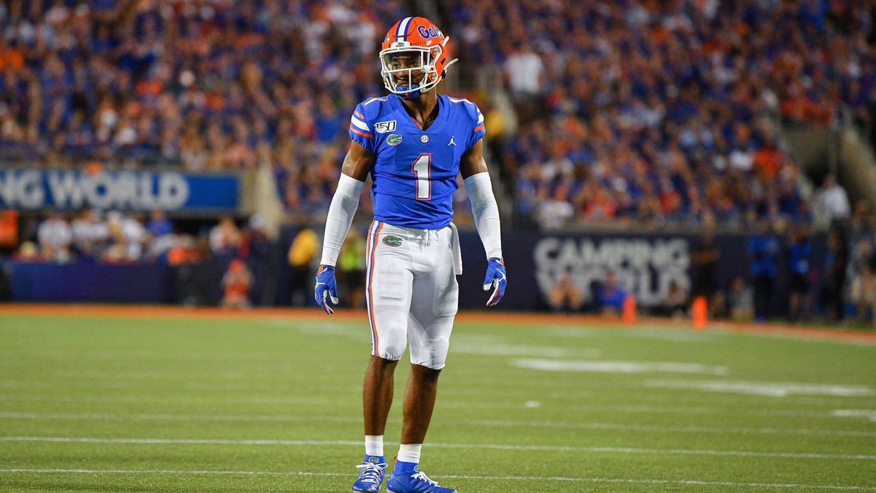 ORLANDO, FL - AUGUST 24: CJ Henderson #1 of the Florida Gators in action against the Miami Hurricanes in the Camping World Kickoff at Camping World Stadium on August 24, 2019 in Orlando, Florida.
