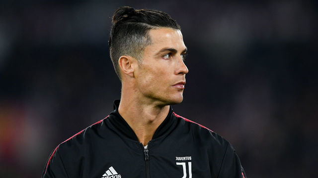 Cristiano Ronaldo of Juventus shows his new hair look during the Serie A match between Roma and Juventus at Stadio Olimpico, Rome, Italy on 12 January 2020.
