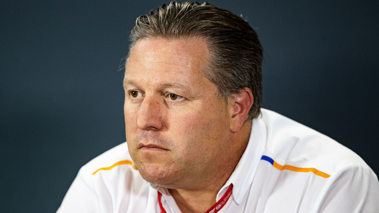 SINGAPORE, SINGAPORE - SEPTEMBER 20: McLaren Chief Executive Officer Zak Brown looks on in the Team Principals Press Conference during practice for the F1 Grand Prix of Singapore at Marina Bay Street Circuit on September 20, 2019 in Singapore.