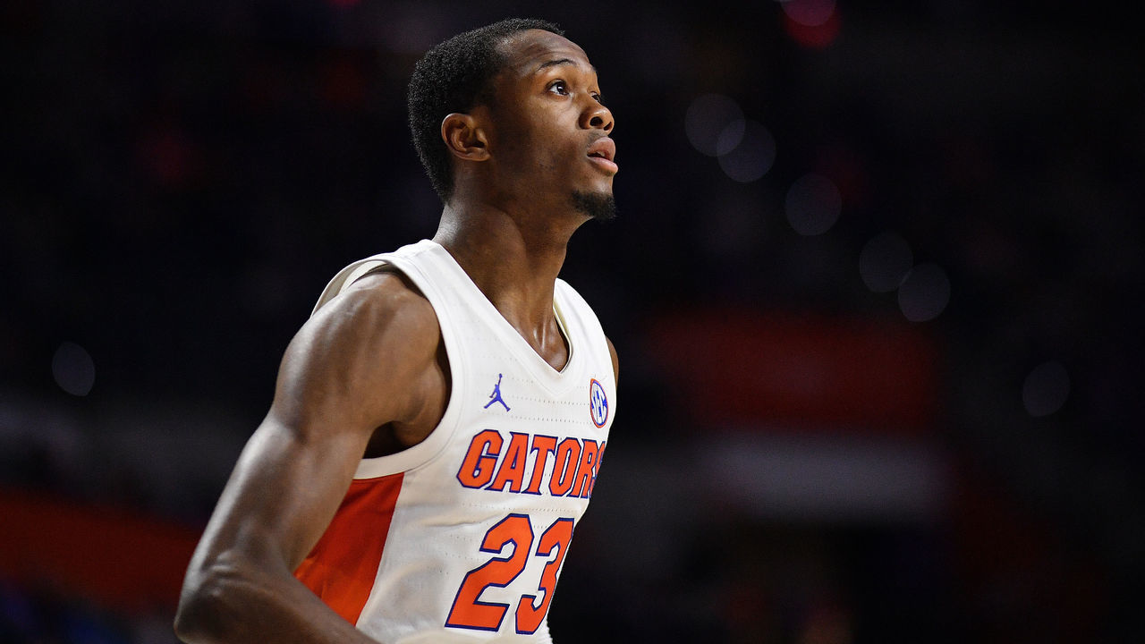 GAINESVILLE, FLORIDA - FEBRUARY 26: Scottie Lewis #23 of the Florida Gators in action against the LSU Tigers at Stephen C. O'Connell Center on February 26, 2020 in Gainesville, Florida.