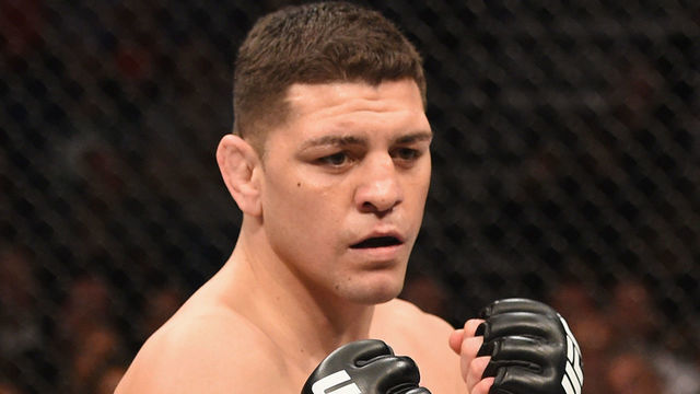 LAS VEGAS, NV - JANUARY 31: Nick Diaz battles Anderson Silva (not pictured) in their middleweight bout during the UFC 183 event at the MGM Grand Garden Arena on January 31, 2015 in Las Vegas, Nevada.